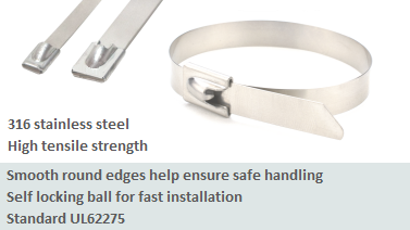 Stainless Steel Cable Ties UL62275 Self Locking