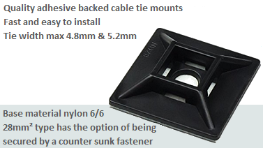 Nylon 6/6 Cable Tie Mounts 2 Sizes