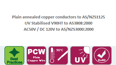 automotive cable UV stabilised AS3808 AS/NZS3000 approvals