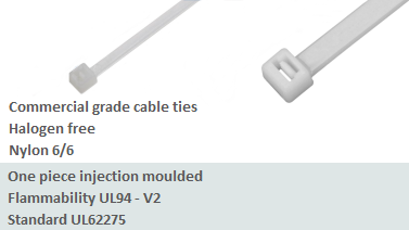 Commercial Grade Nylon 6/6 Halogen Free Flammability UL94-V2