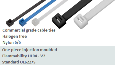 Commercial Grade Nylon 6/6 Halogen Free Flammability UL94-V2