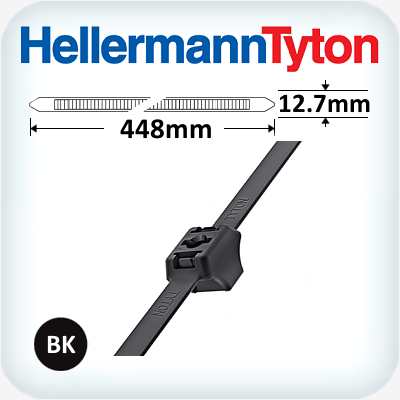 488mm x 12.7mm Stud Fixing Nylon Tie Black Pk50