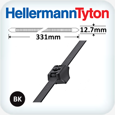 331mm x 12.7mm Stud Fixing Nylon Tie Black Pk50