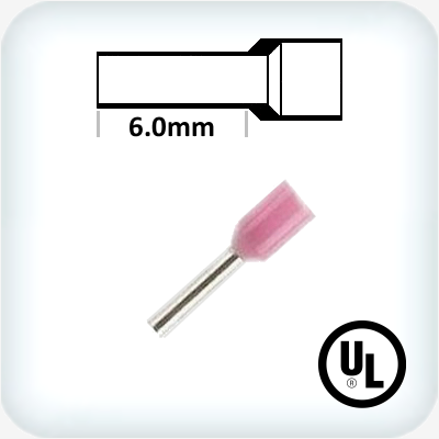 0.34mm² Bootlace Pins 6mm Lgth Pink Pk100