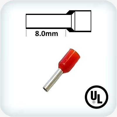 1.0mm² Bootlace Pins 8mm Lgth Red Pk100