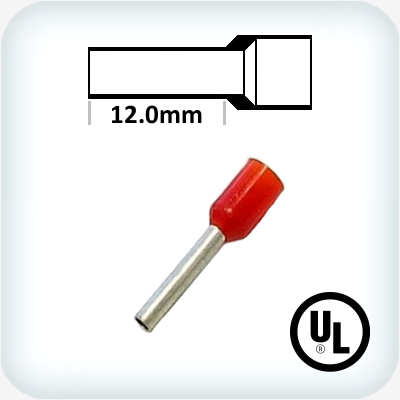 1.0mm² Bootlace Pins 12mm Lgth Red Pk100