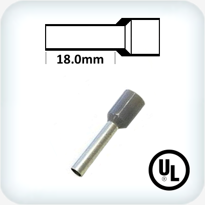 2.5mm² Bootlace Pins 18mm Lgth Grey Pk100