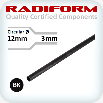 12-3mm RMW Medium Wall Heat Shrink Black 1.2m