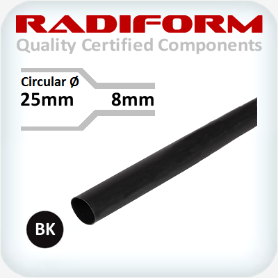 25-8mm RMW Medium Wall Heat Shrink Black 1.2m
