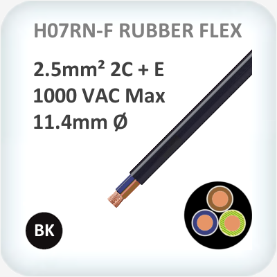 Rubber Flex 2.5mm² 2C + E 100m