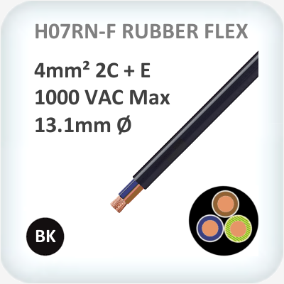 Rubber Flex 4mm² 2C + E 100m