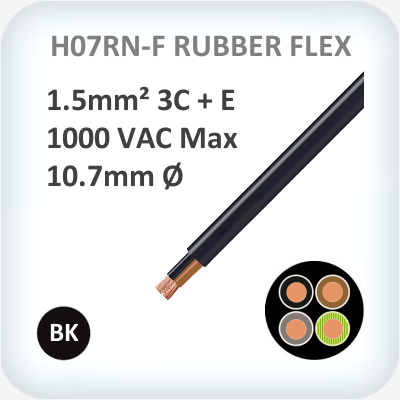 Rubber Flex 1.5mm² 3C + E 100m