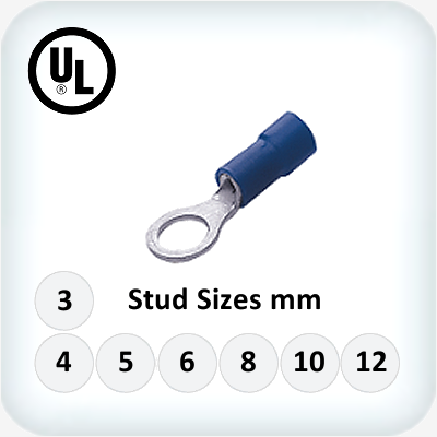 Blue Ring Double Grip 1.5-2.5mm² Stud M3 Pk100